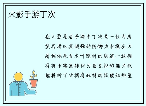 火影手游丁次